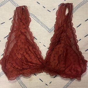 EUC Women’s Aerie Lace Bralette Maroon Size Small